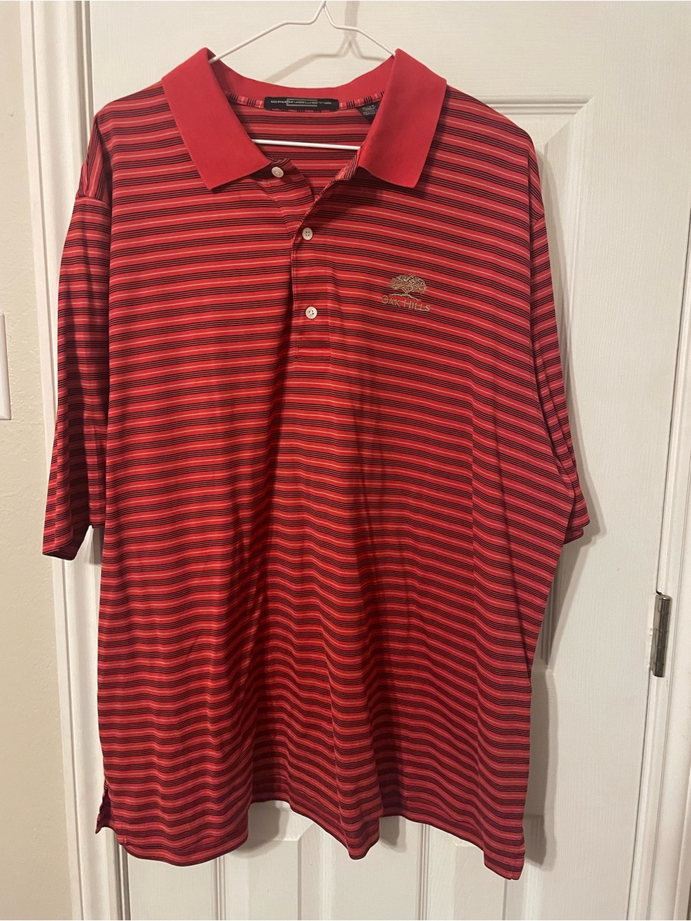 Men's Red Striped Polo with Contrast Collar